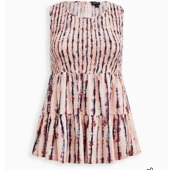 Torrid Rayon Twill Smocked Tiered Tank, Size 2X - Picture 3 of 7